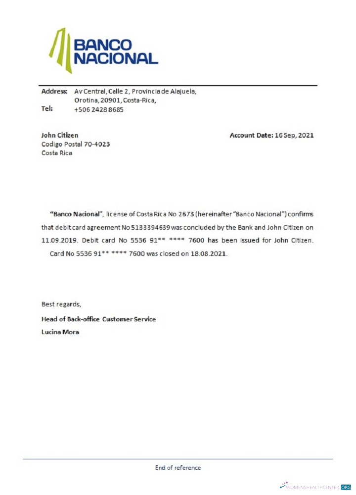 Download Costa Rica Banco Nacional closure reference Photoshop template